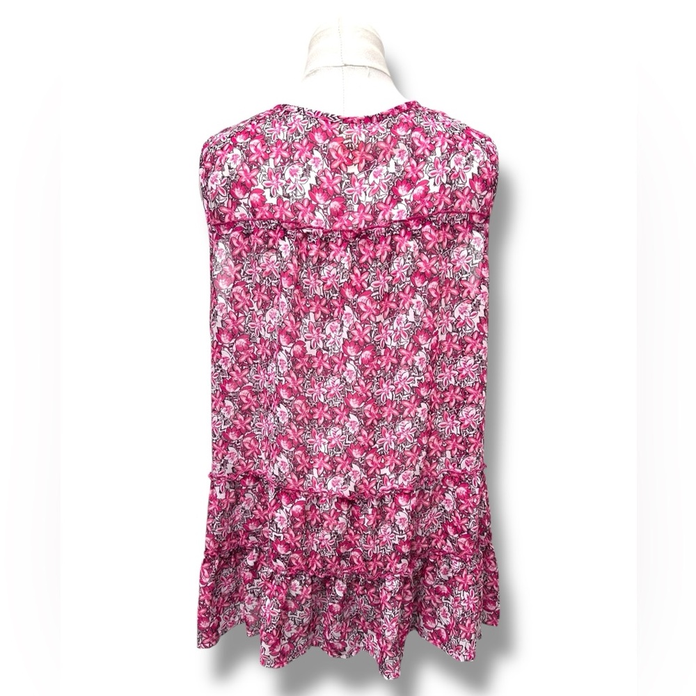 Faded Glory Women’s Sleeveless Blouse Casual Pink Floral Bohemian Ruffle XXL - Picture 5 of 10